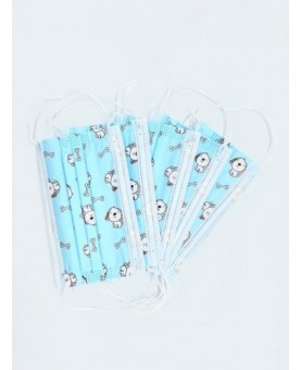 (علبة كمامة اطفال لون ازرق تصميم عظم (50 كمام