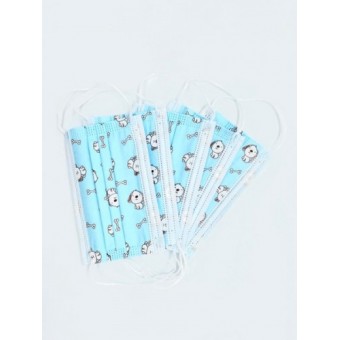 (علبة كمامة اطفال لون ازرق تصميم عظم (50 كمام