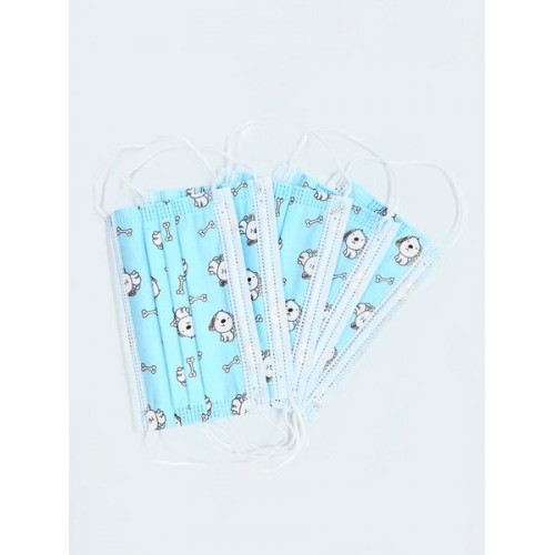 (علبة كمامة اطفال لون ازرق تصميم عظم (50 كمام