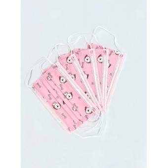 (علبة كمامة اطفال لون وردي تصميم عظم ( 50كمام