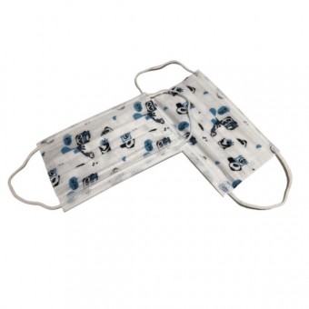 (علبة كمامة اطفال 3 طبقات لون ابيض رسمه باندا (50 كمام